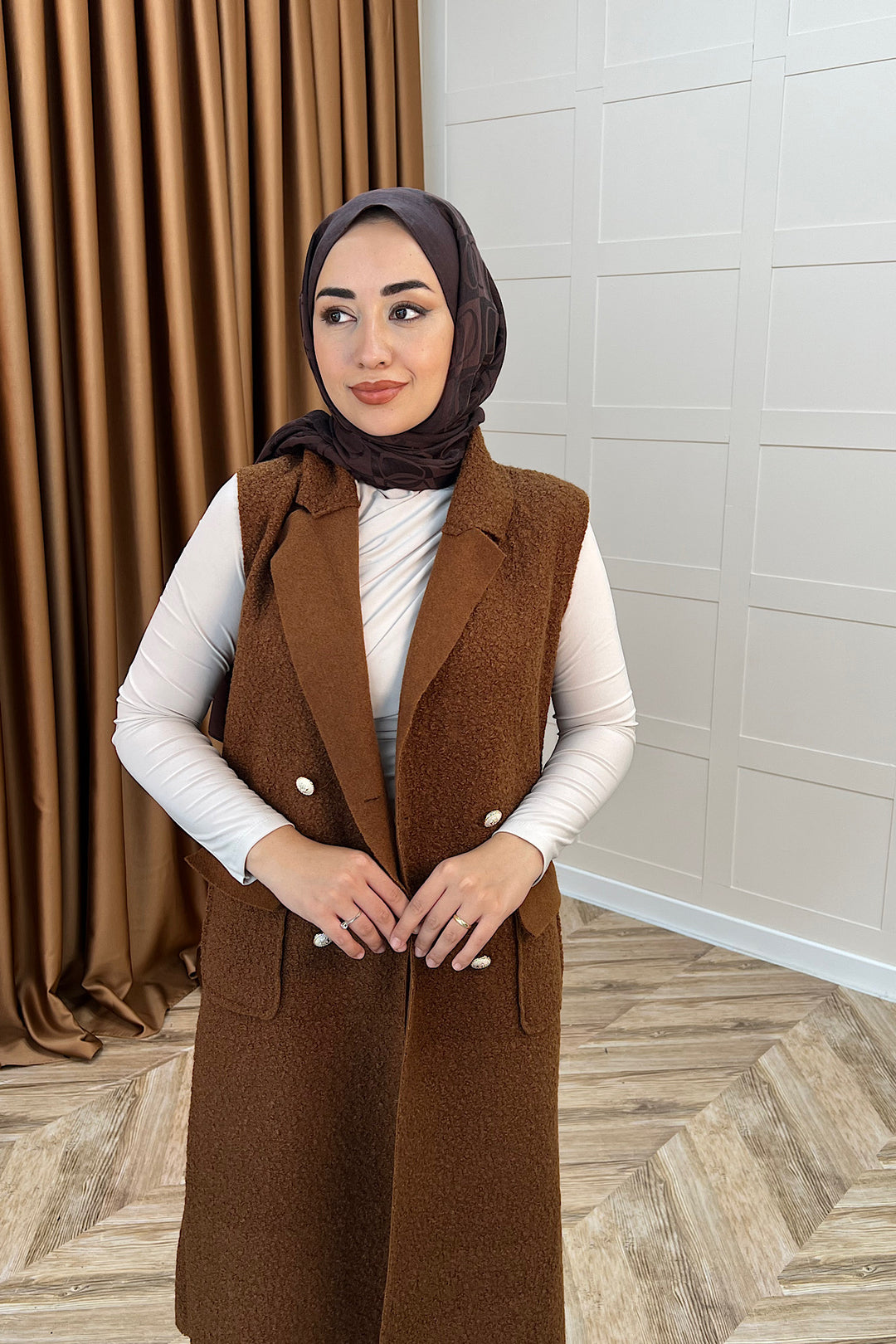 Cerry Uzun Yelek Kahverengi 7896-KAHVERENGI