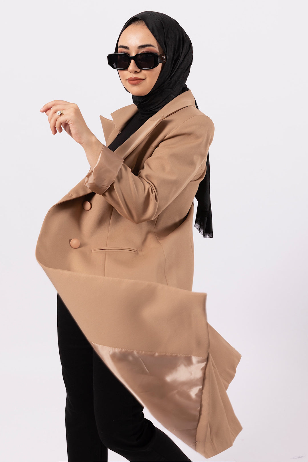 Uzun Blazer Ceket Vizon 24K6109-VIZON