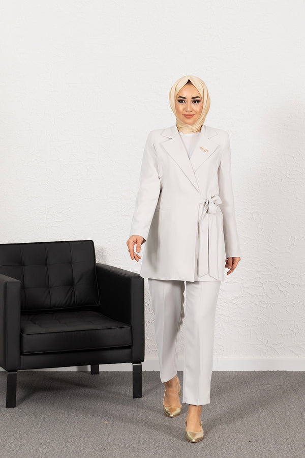 Ceketi Yandan Bağlamalı Pantolon Takım Taş 2016-TAS