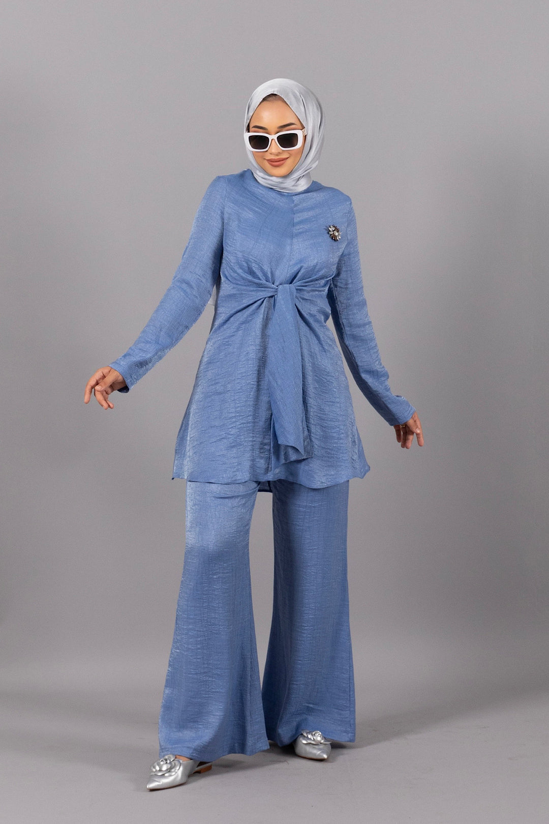 Livia Broş Detay İkili Takım Mavi 3302-MAVI