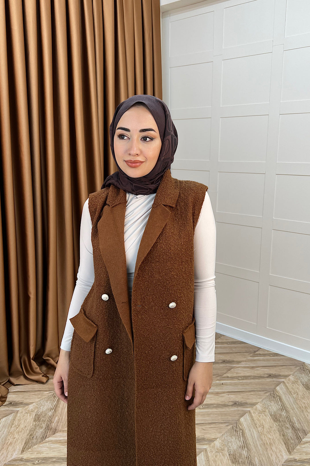 Cerry Uzun Yelek Kahverengi 7896-KAHVERENGI