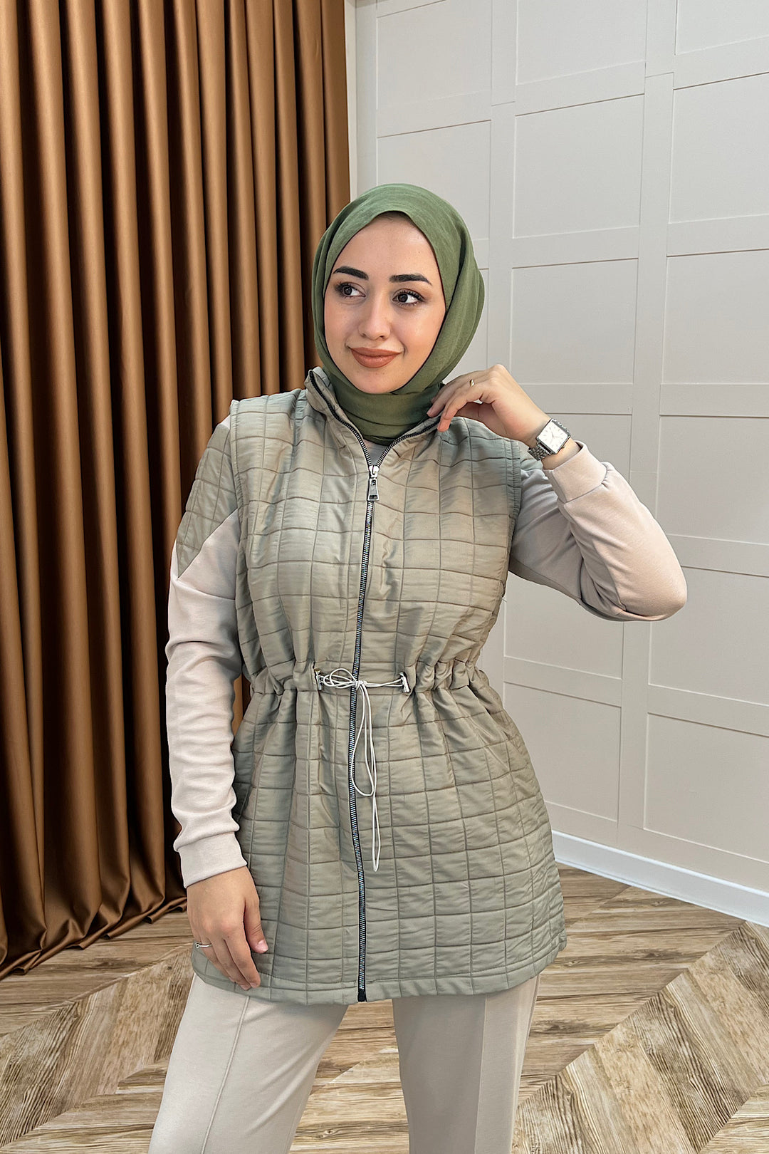 Armoni Kapitone Yelekli Üçlü Takım Yeşil 6015-YESIL