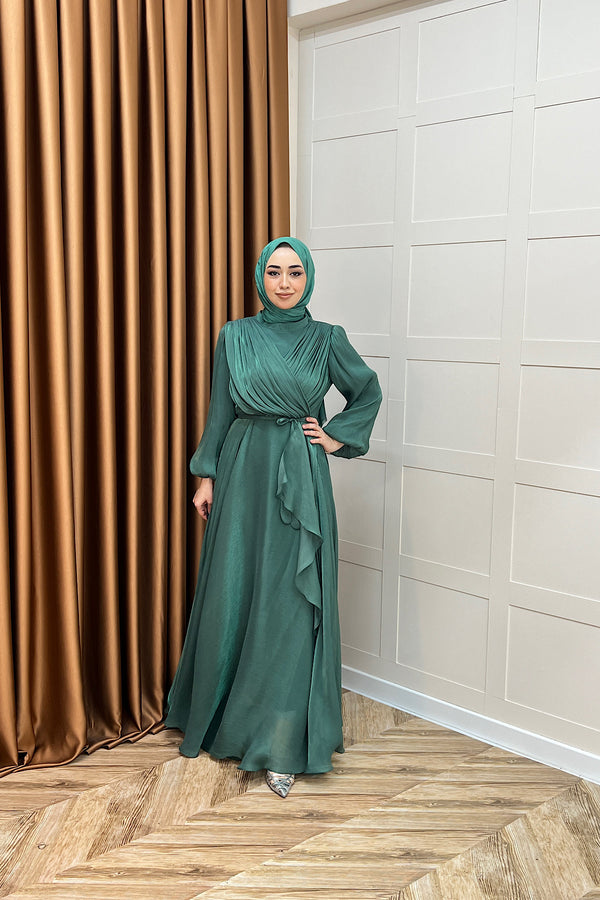 Luna Saten Abiye Mint Yeşili 3072-MINTYESILI