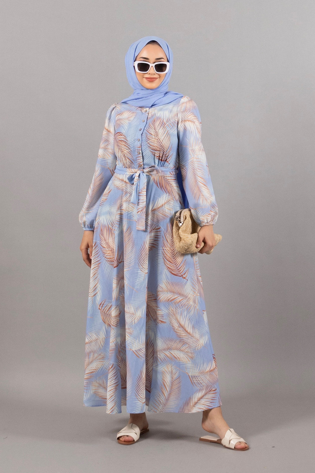 Emily Keten Elbise Mavi 4967-MAVI