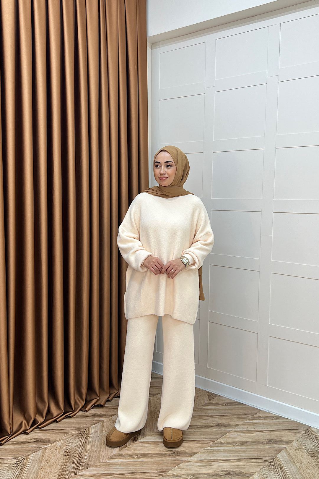 Dilşah Angora İkili Triko Takım Krem 25650-KREM