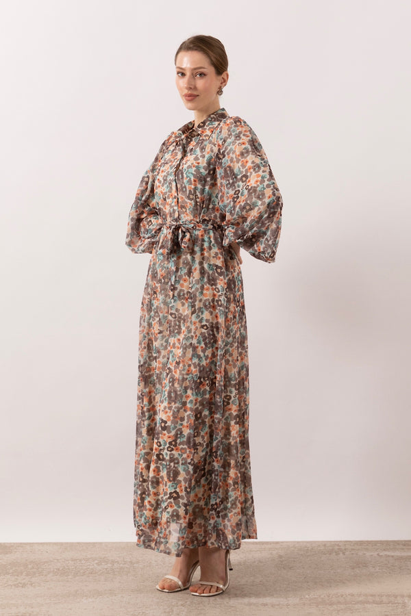 Perla Boydan Düğmeli Elbise Antrasit 3035-ANTRASIT