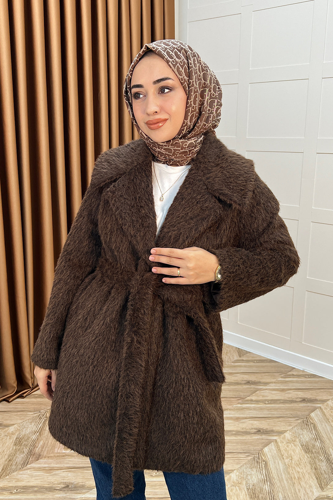 Grok Peluş Kaban Kahverengi 5523-KAHVERENGI