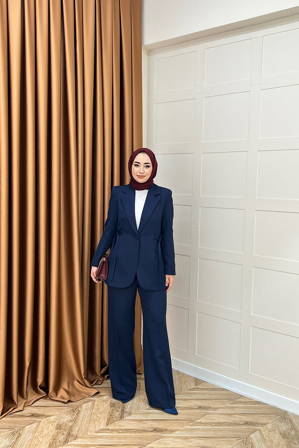 Zeina Bel Detay Ceketli Takım Lacivert 06202-LACIVERT