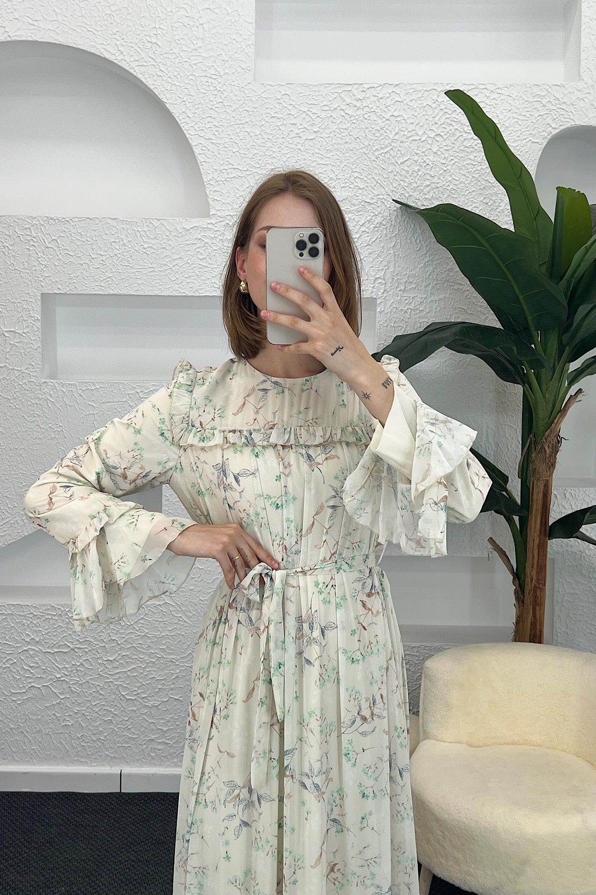 Julia Şifon Elbise Yeşil 3063-YESIL
