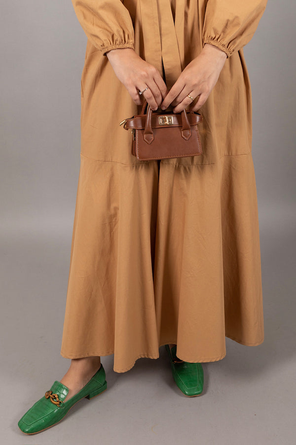 Layla Kuşaklı Elbise Camel 4968-CAMEL