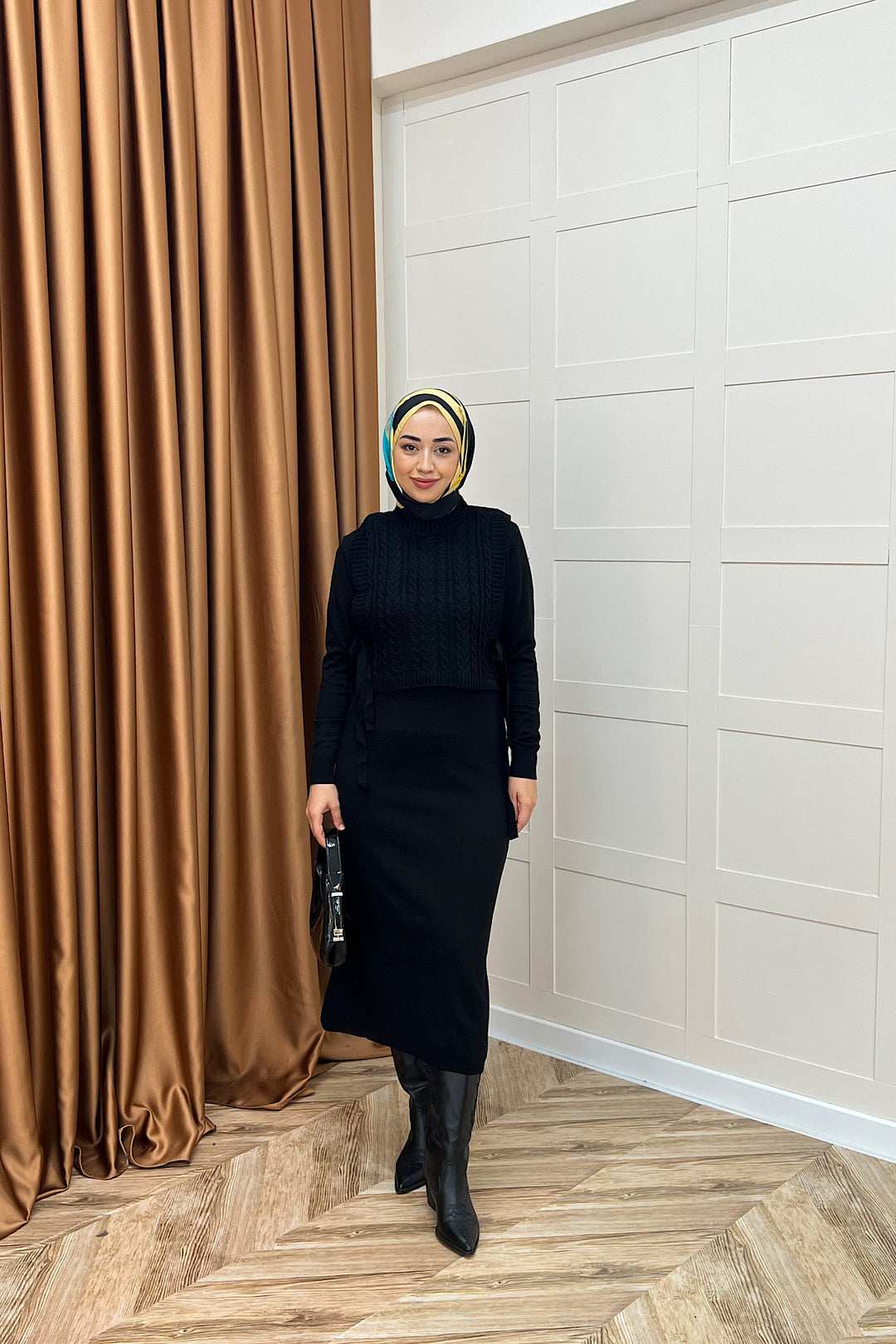 Barles İkili Triko Elbise Siyah 25220-SIYAH