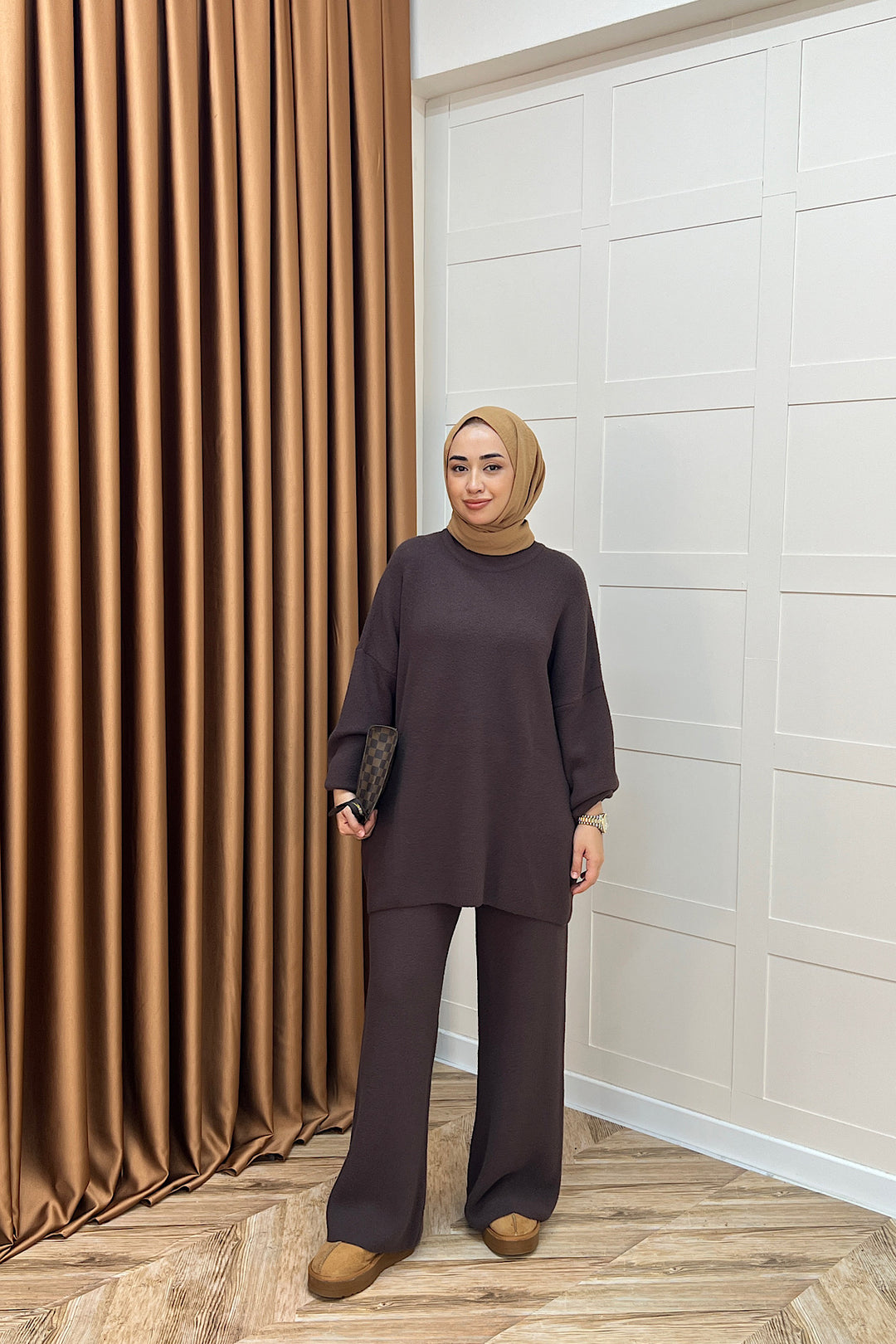 Dilşah Angora İkili Triko Takım Kahverengi 25650-KAHVERENGI