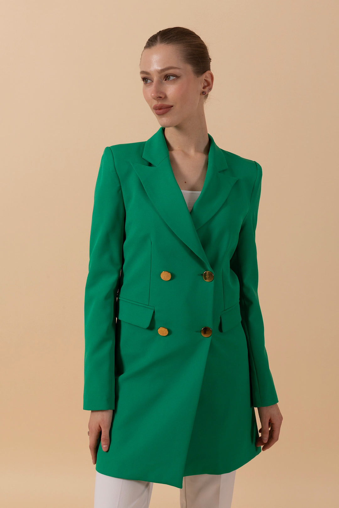 Dört Düğme Blazer Ceket Yeşil 06067-YESIL