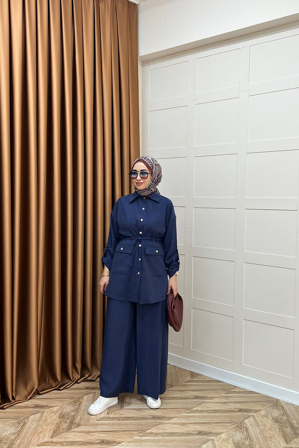 Aria Belden Bağlamalı İkili Takım İndigo 3184-INDIGO