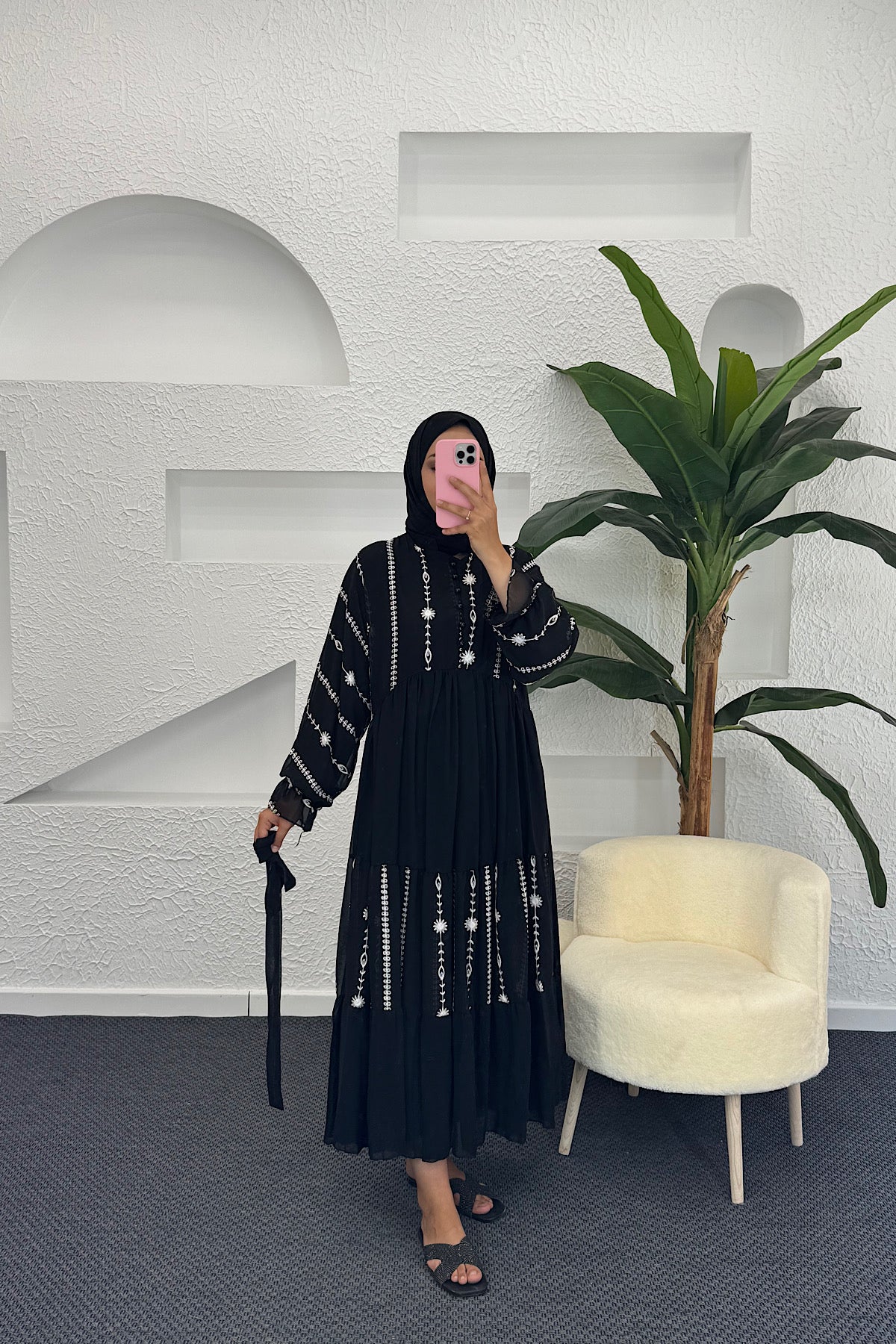 Luci Şifon Elbise Siyah 3712-SIYAH
