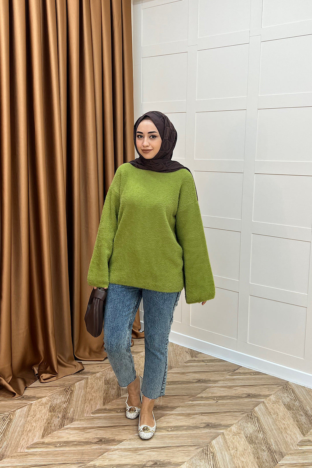 Leyal Triko Kazak Yağ Yeşili 25440-YAGYESILI