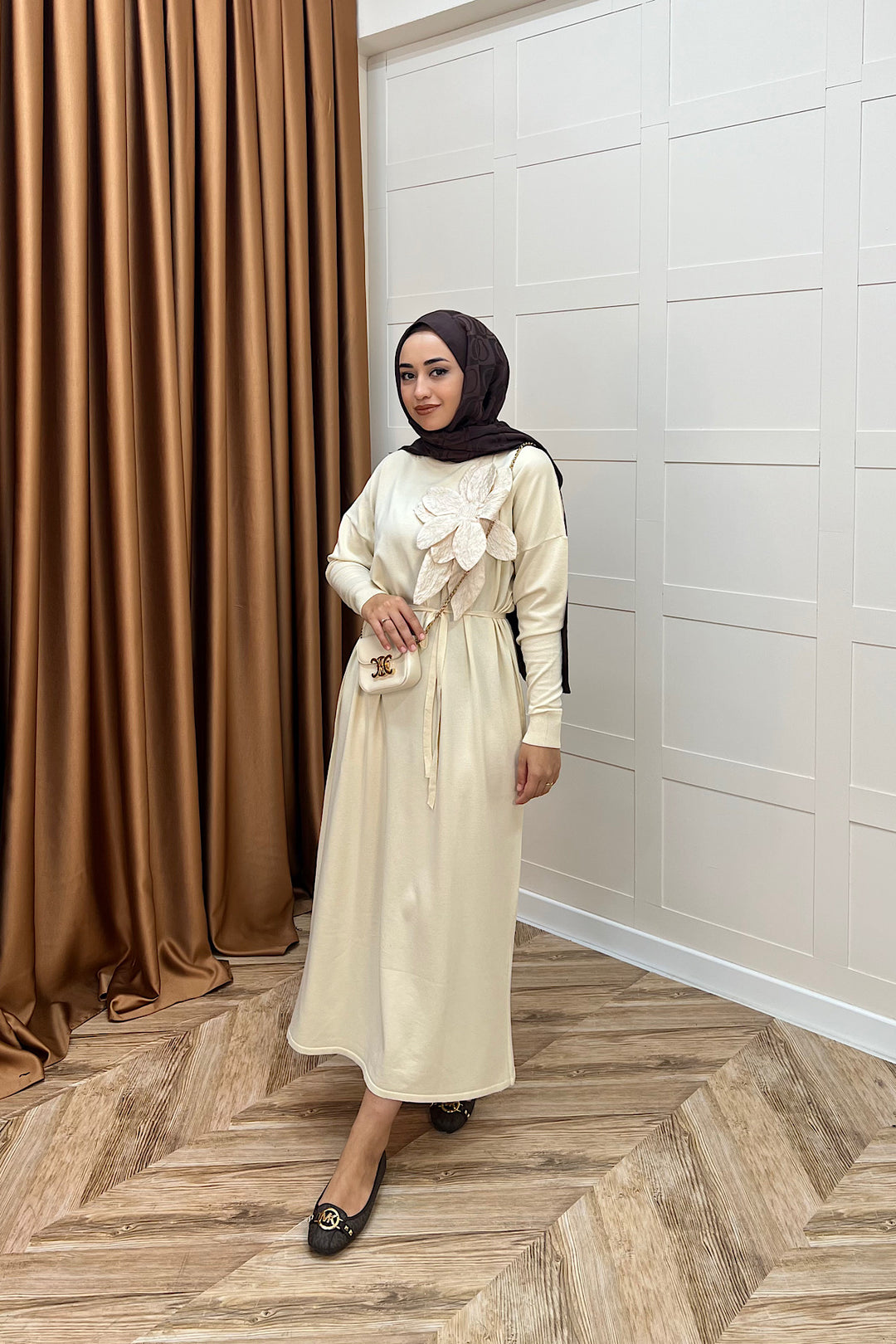 Zambak Merserize Triko Elbise Taş 25110-TAS