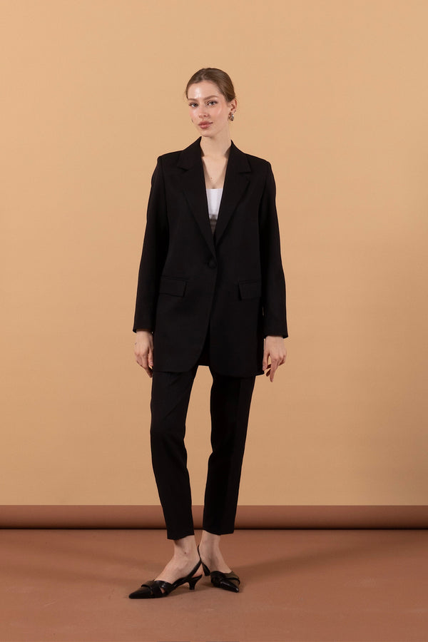 Tek Düğmeli Ceket Takım Siyah 6195-SIYAH