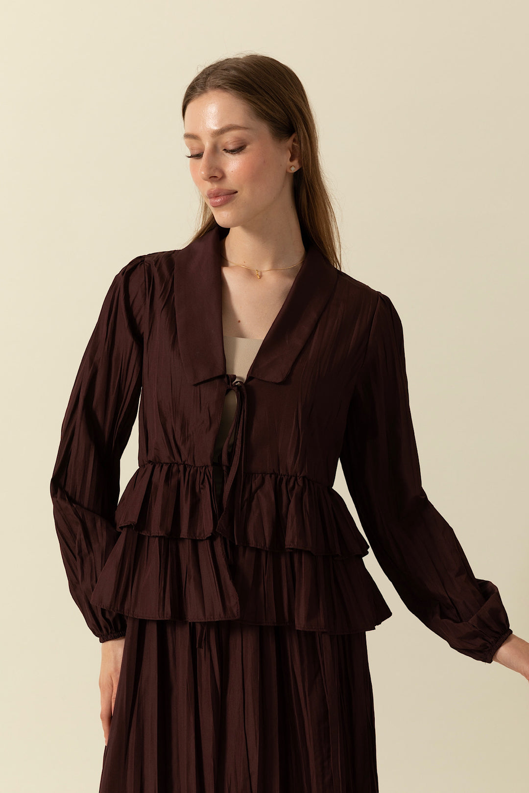 Piliseli Etek Takım Mürdüm 2112-MURDUM