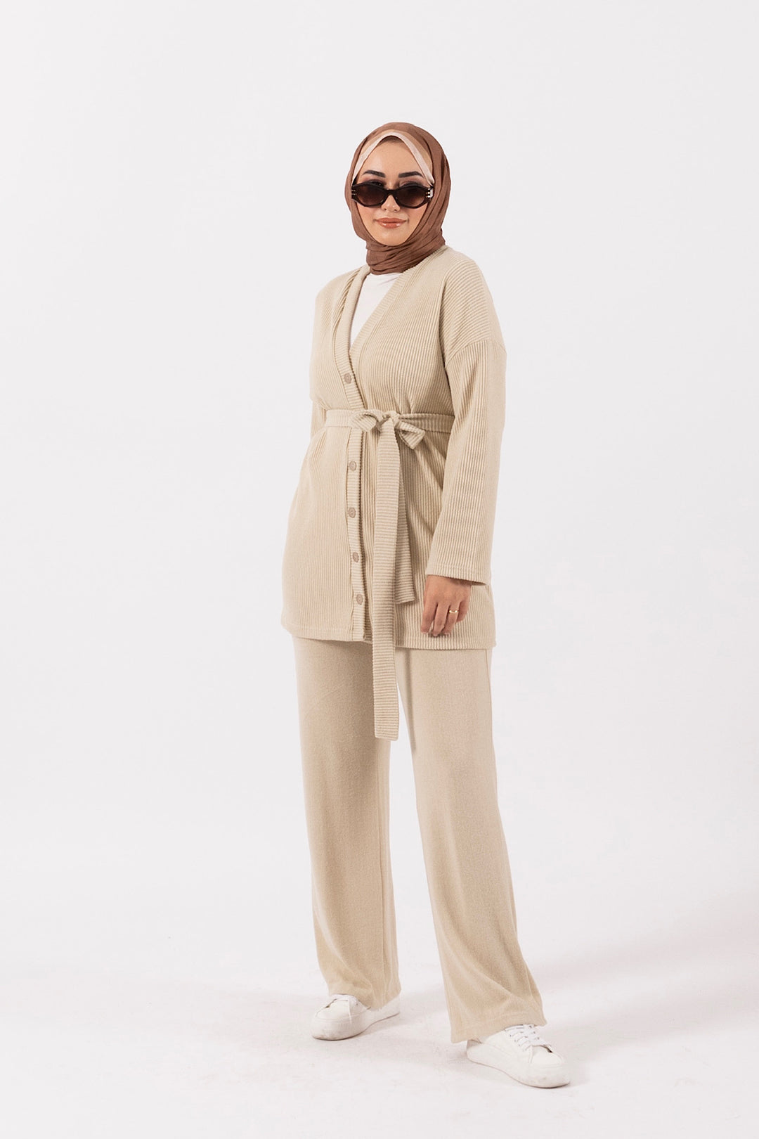 Lidia Kuşaklı Hırka Takım Taş 24K6185-TAS