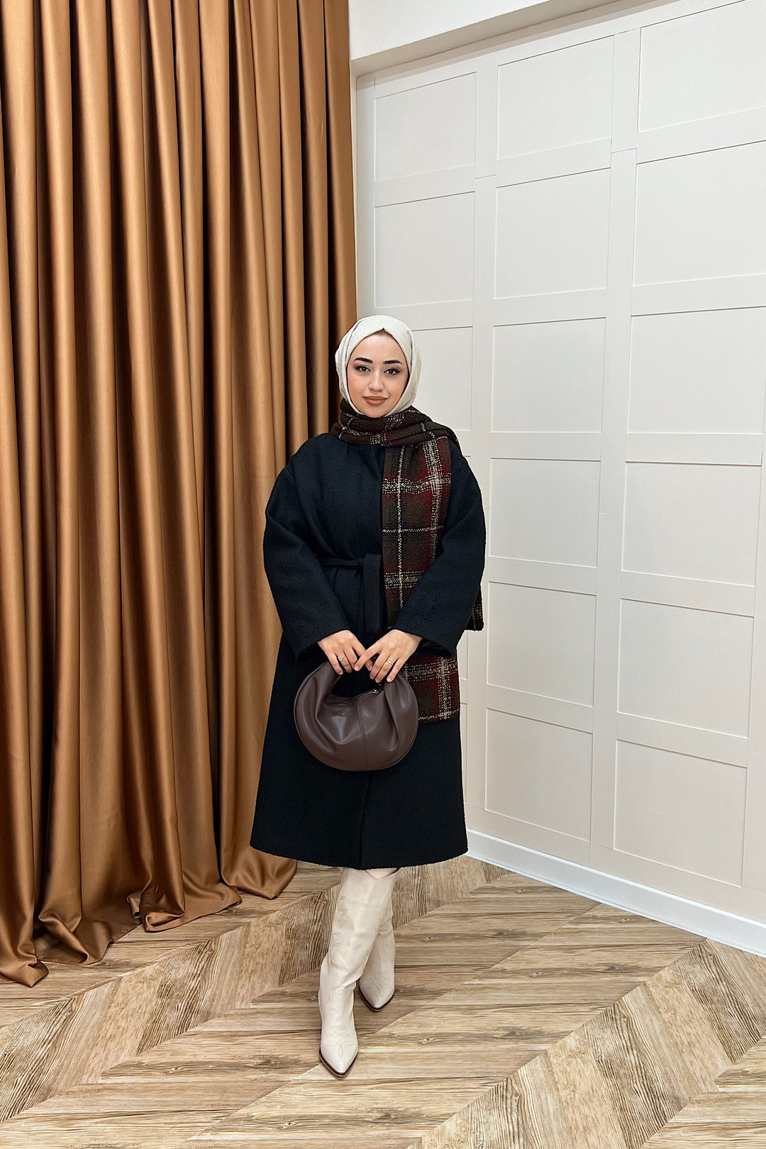 Duru Premium Kumaş Atkı Detay Kaban Siyah 5517-SIYAH