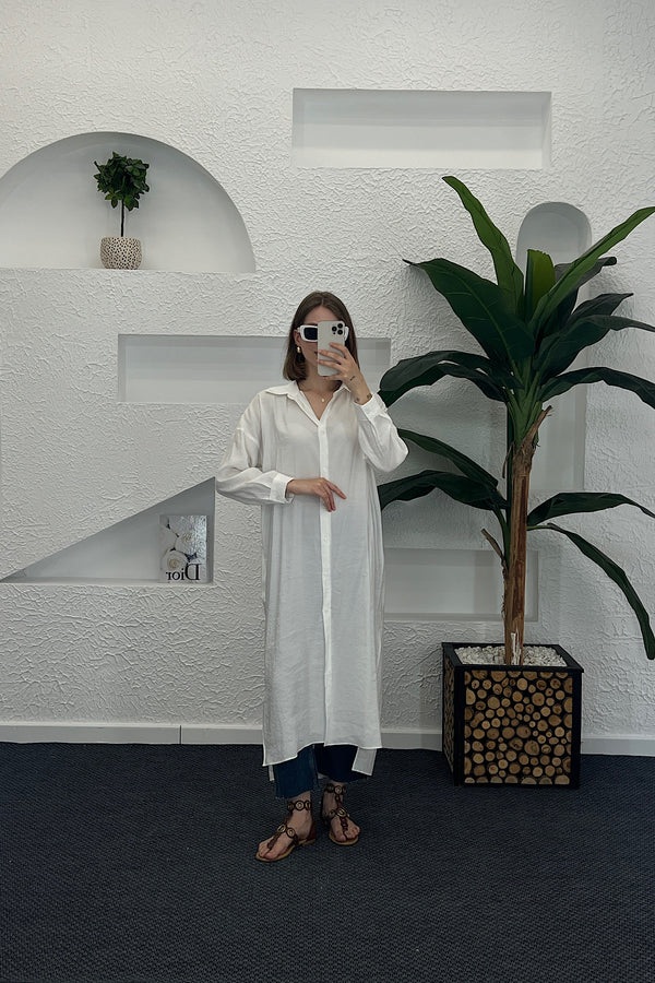 Cupra Uzun Tunik Beyaz 2760-BEYAZ