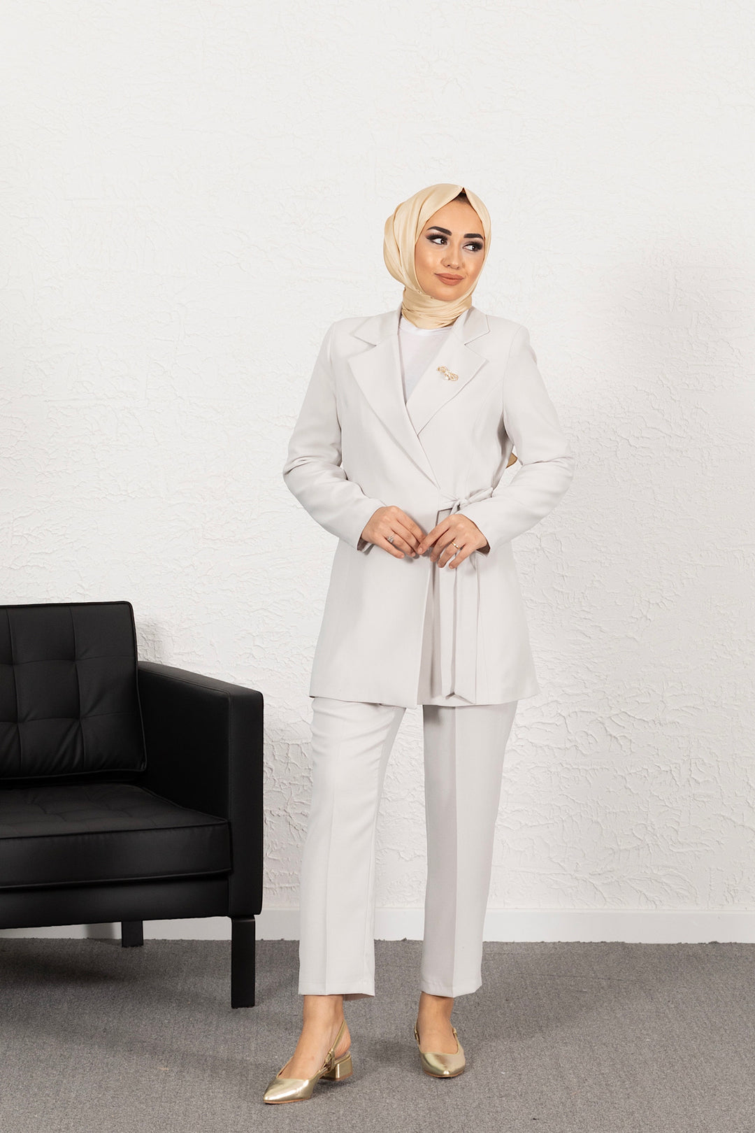 Ceketi Yandan Bağlamalı Pantolon Takım Taş 2016-TAS