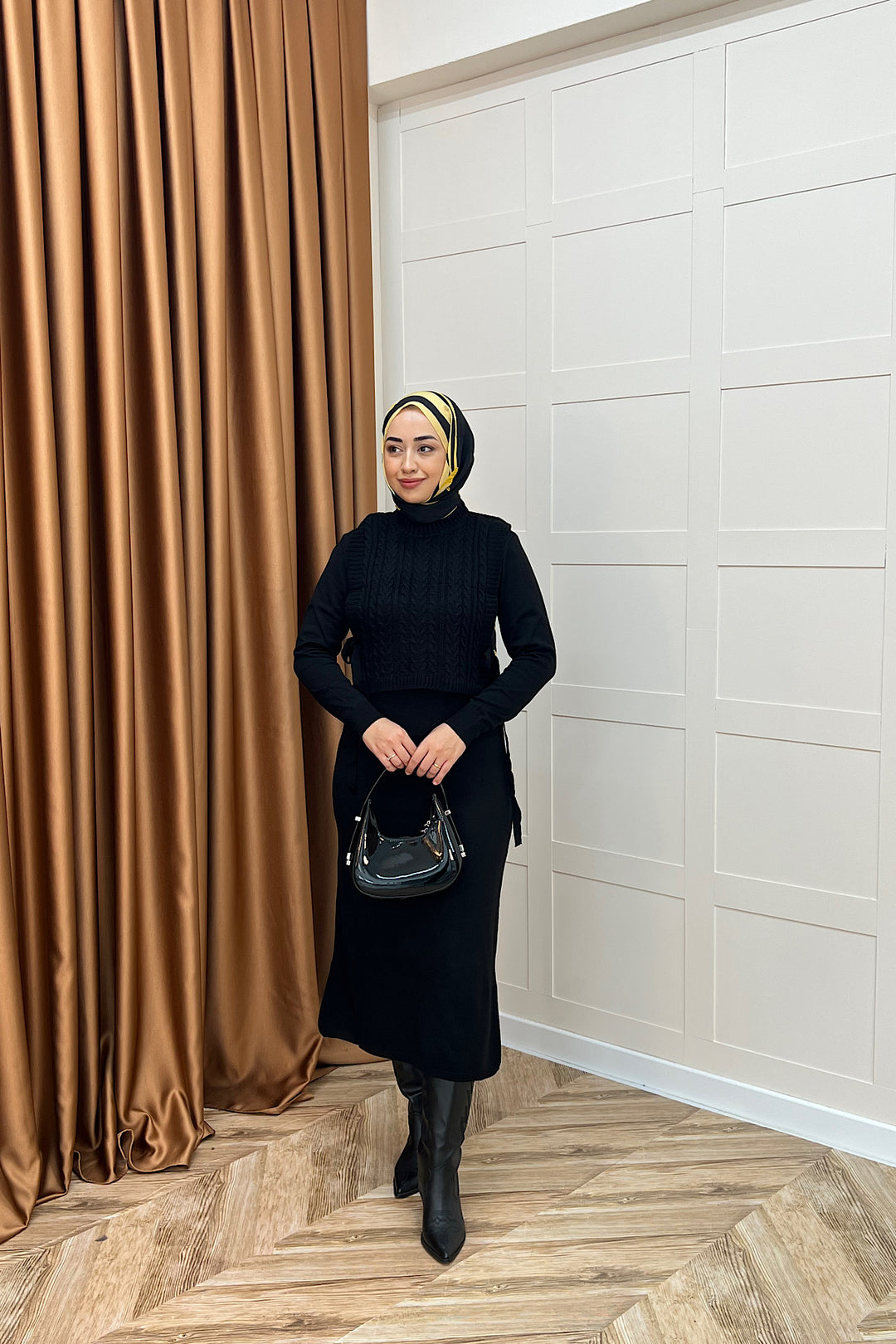 Barles İkili Triko Elbise Siyah 25220-SIYAH