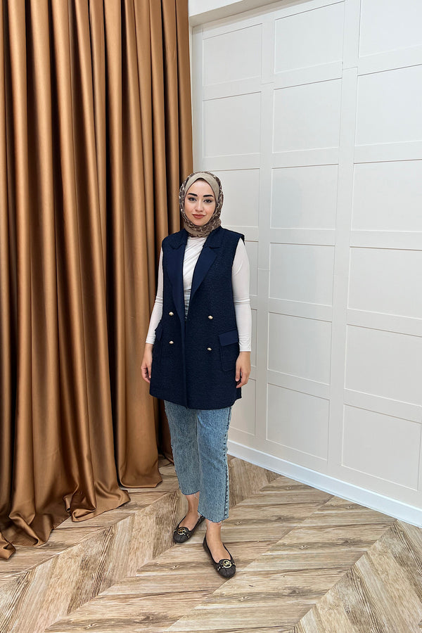 Maya Kısa Yelek Lacivert 7889-LACIVERT