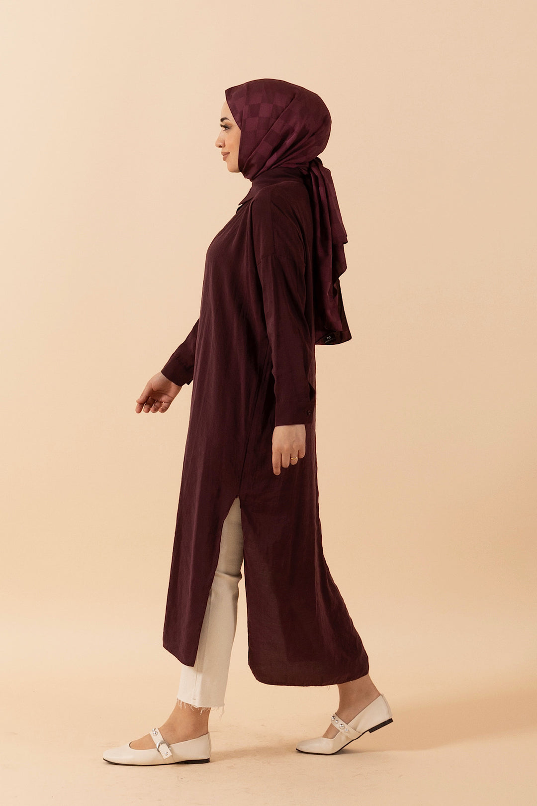 Cupra Uzun Tunik Bordo 2760-BORDO