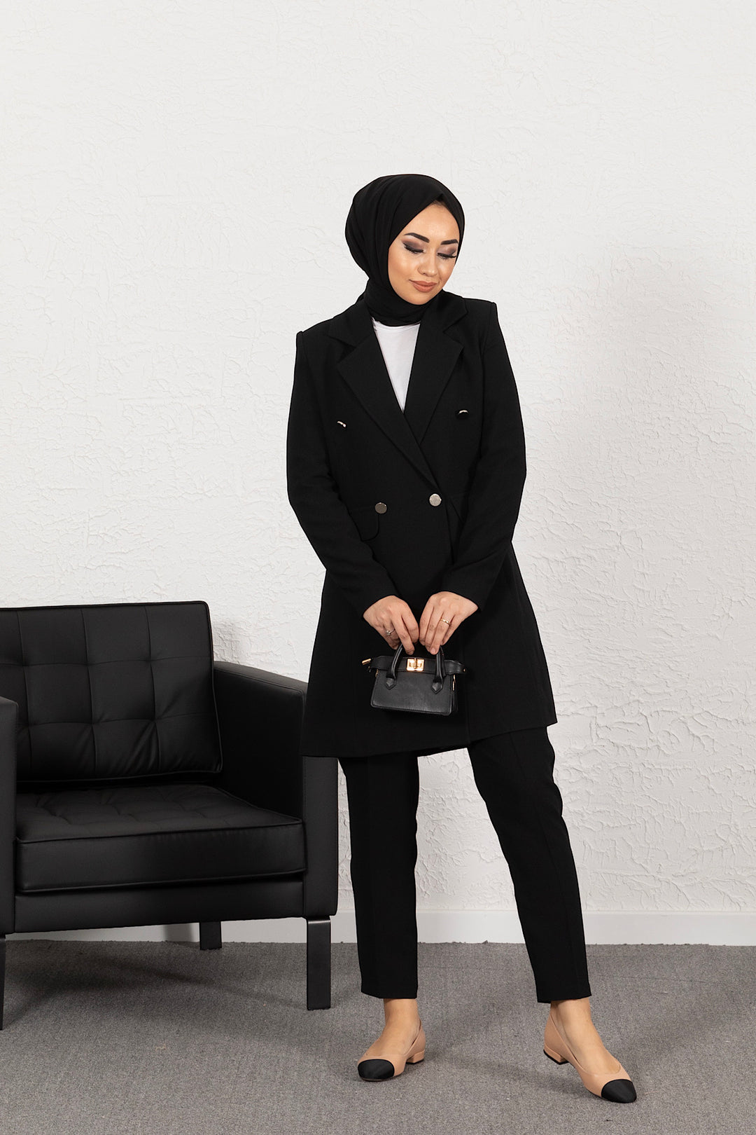 Blazer Ceketli İkili Siyah Takım 0393-SİYAH