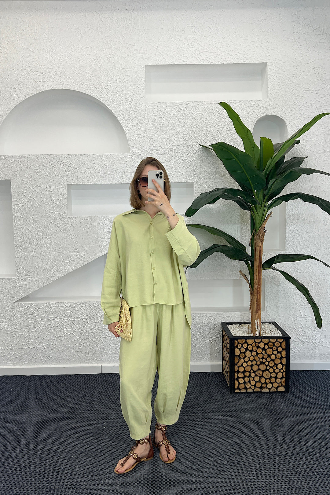 Şalvar Pantolon İkili Takım Yeşil 5230-YESIL