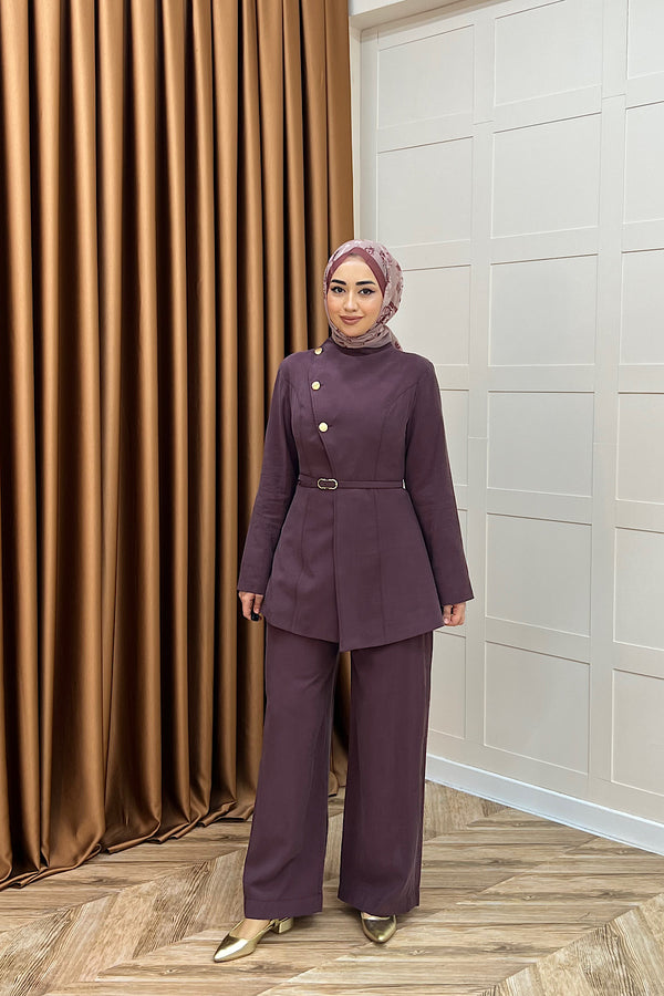 Minel Kruvaze İkili Takım Mürdüm 3188-MURDUM