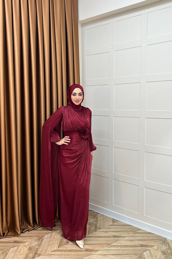 Florida Broş Detay Abiye Bordo 03080-BORDO