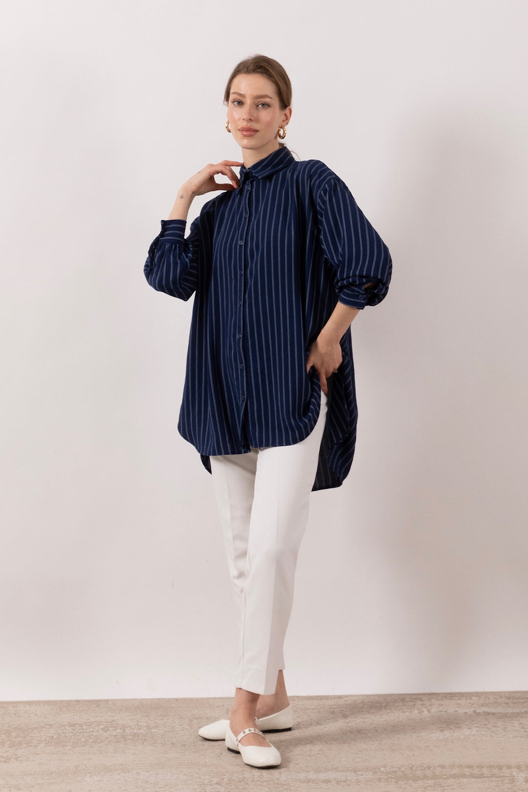 Çizgi Detay Tunik Lacivert 01573-LACIVERT