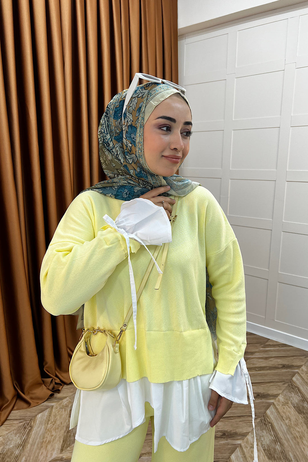 Truva Gömlek Detay Merserize Triko Takım Sarı 25350-SARI