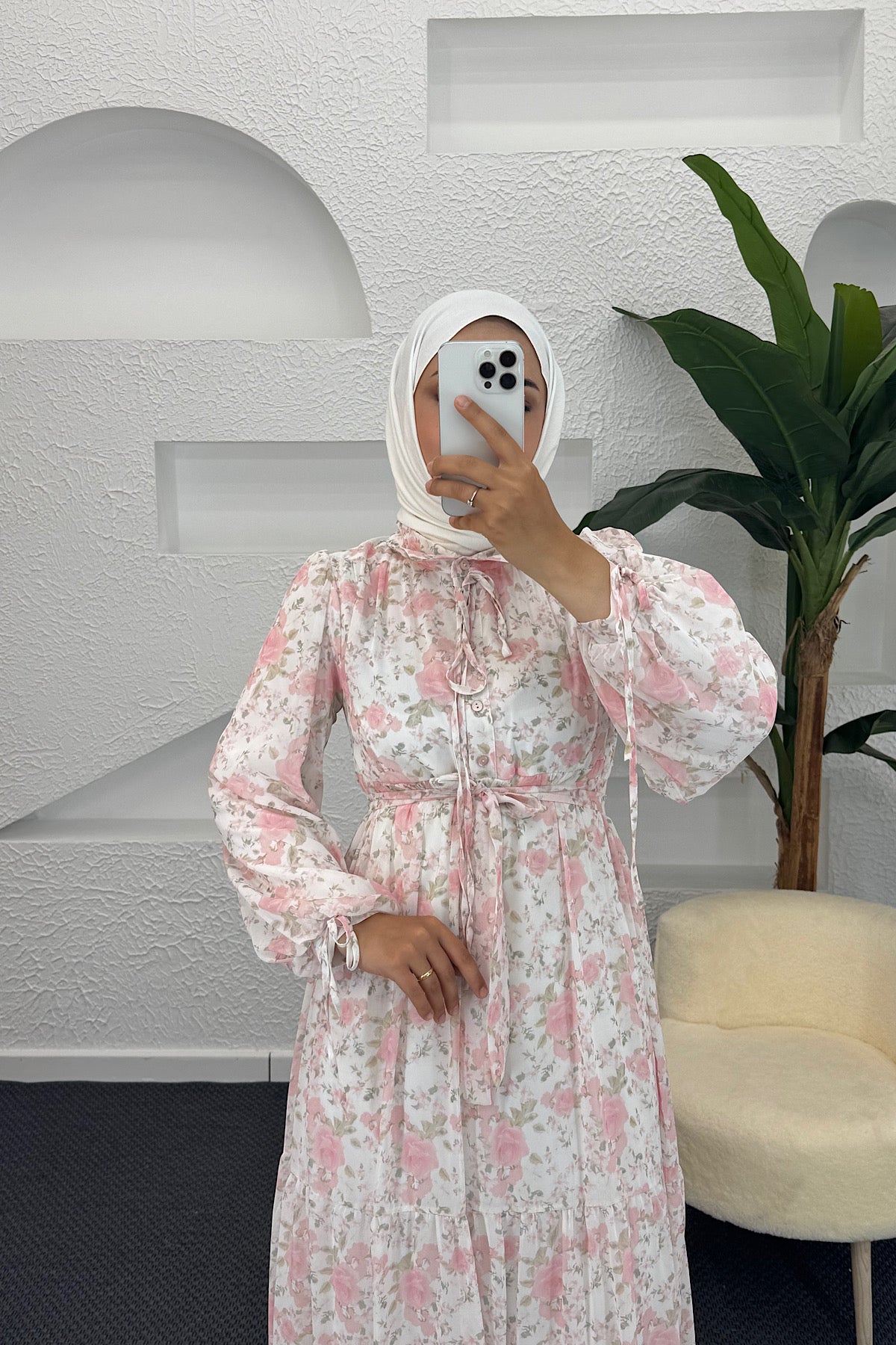 Liva Şifon Elbise Pembe 3065-PEMBE