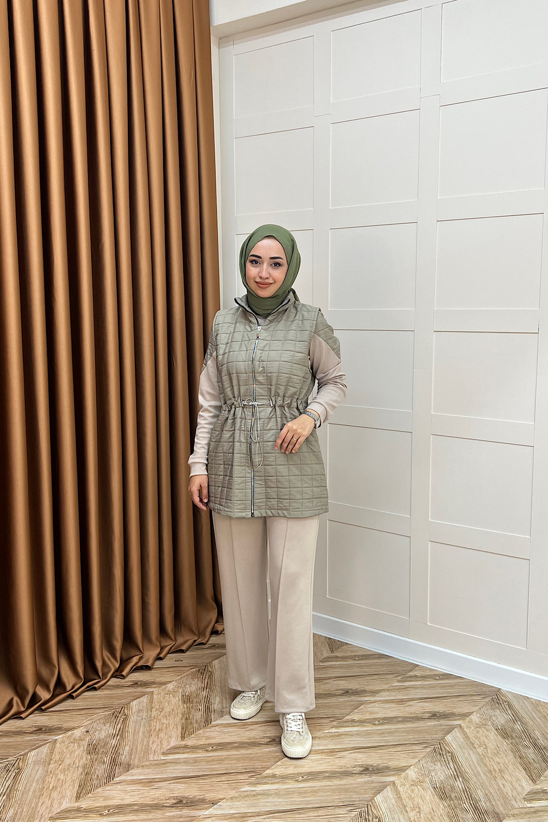 Armoni Kapitone Yelekli Üçlü Takım Yeşil 6015-YESIL