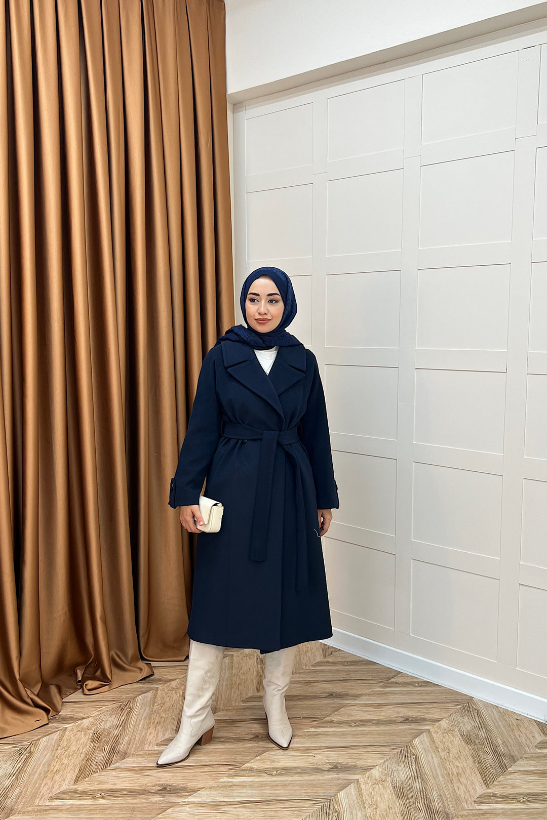 Martina Yırtmaçlı Kaban Lacivert 5508-LACIVERT