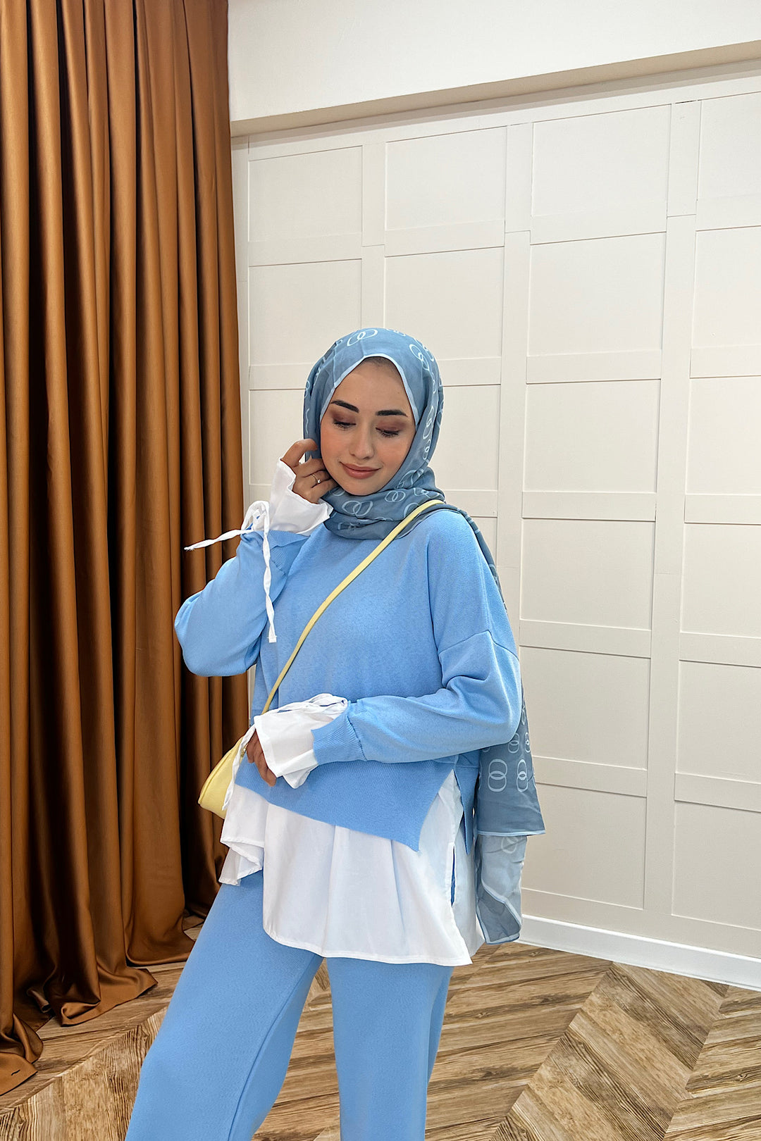 Truva Gömlek Detay Merserize Triko Takım Mavi 25350-MAVI