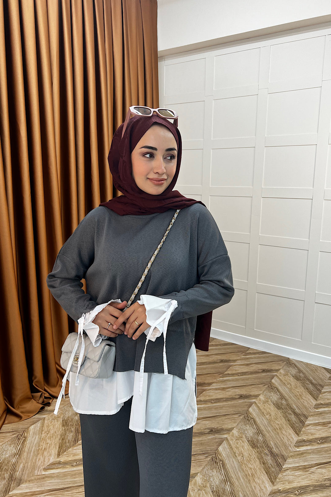 Truva Gömlek Detay Merserize Triko Takım Antrasit 25350-ANTRASIT