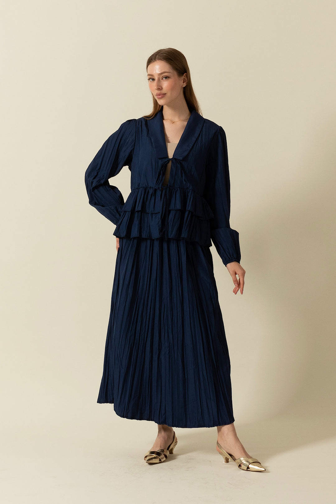 Piliseli Etek Takım Lacivert 2112-LACIVERT