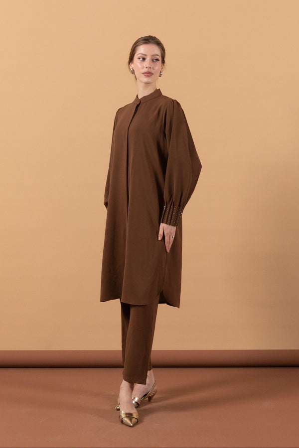 Bilek Taş Detay İkili Takım Kahverengi 1866-KAHVERENGI