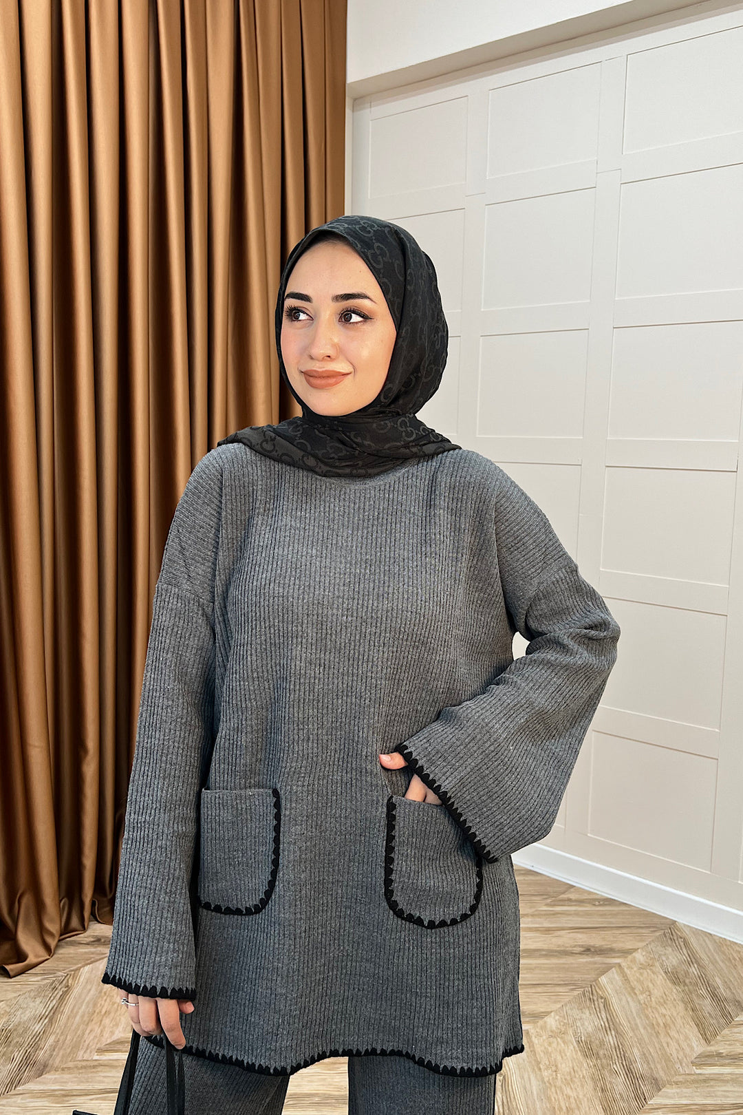 Cep Örgülü Triko Takım Antrasit 24200-ANTRASİT