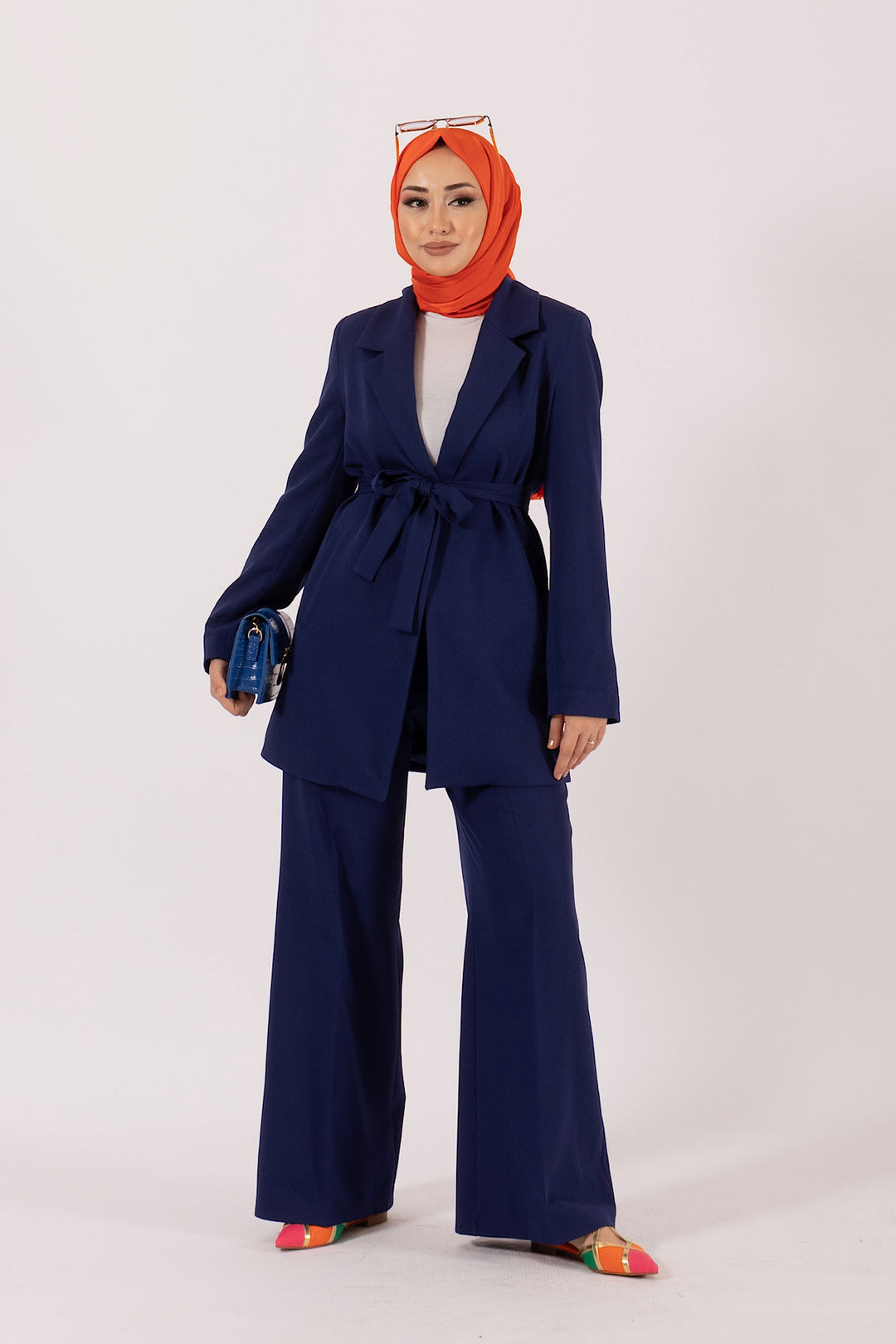 İkili Düz Ceket Takım Lacivert 6151-LACIVERT