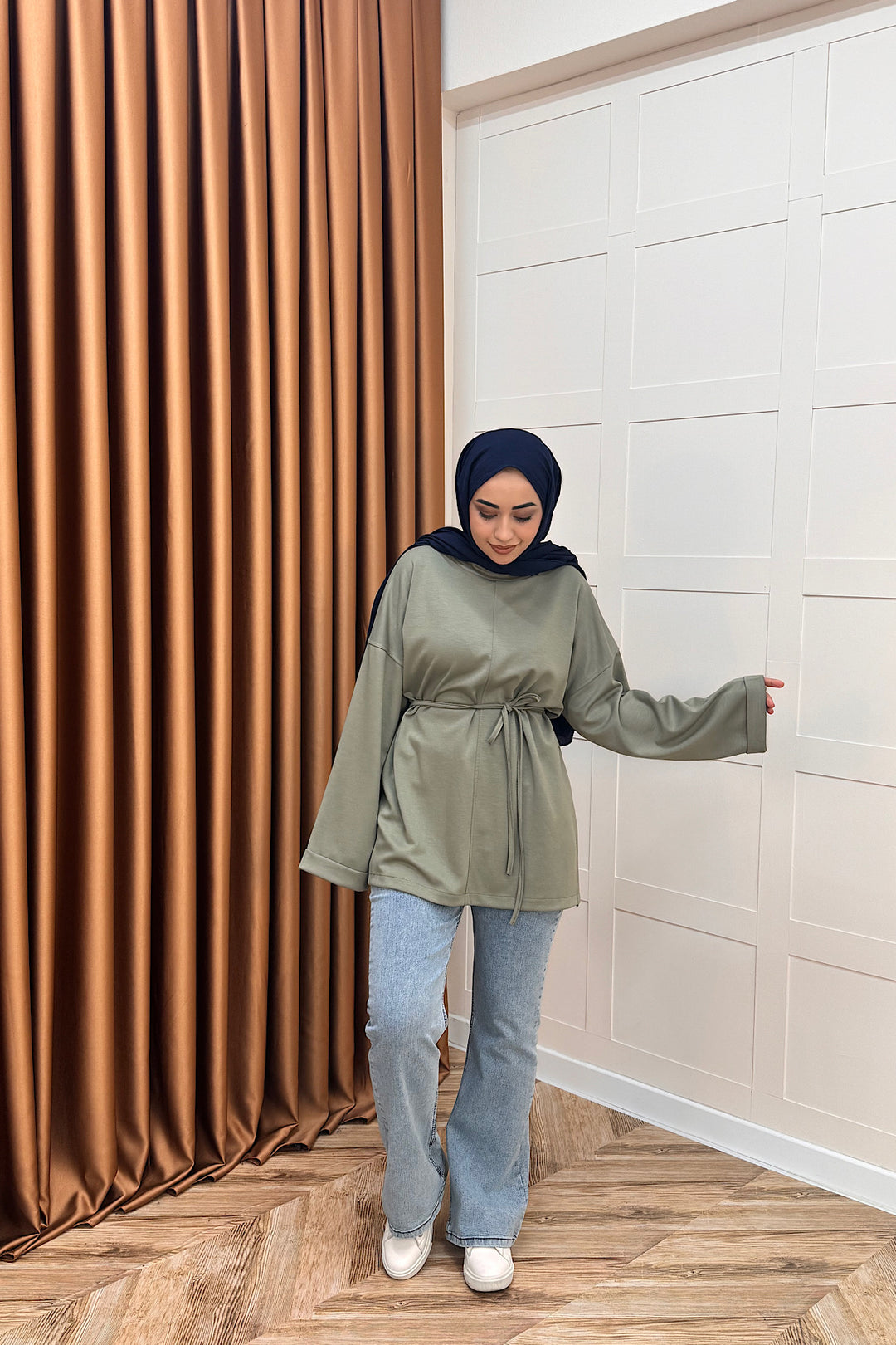 Türev Duble Kol Tunik Yeşil 6060-YESIL