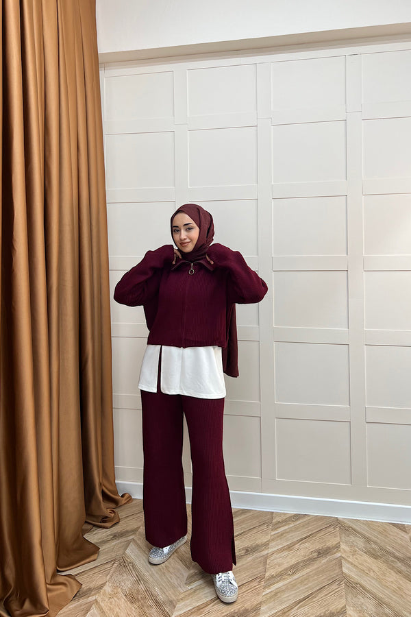 Aura Üçlü Triko Takım Bordo 251000-BORDO