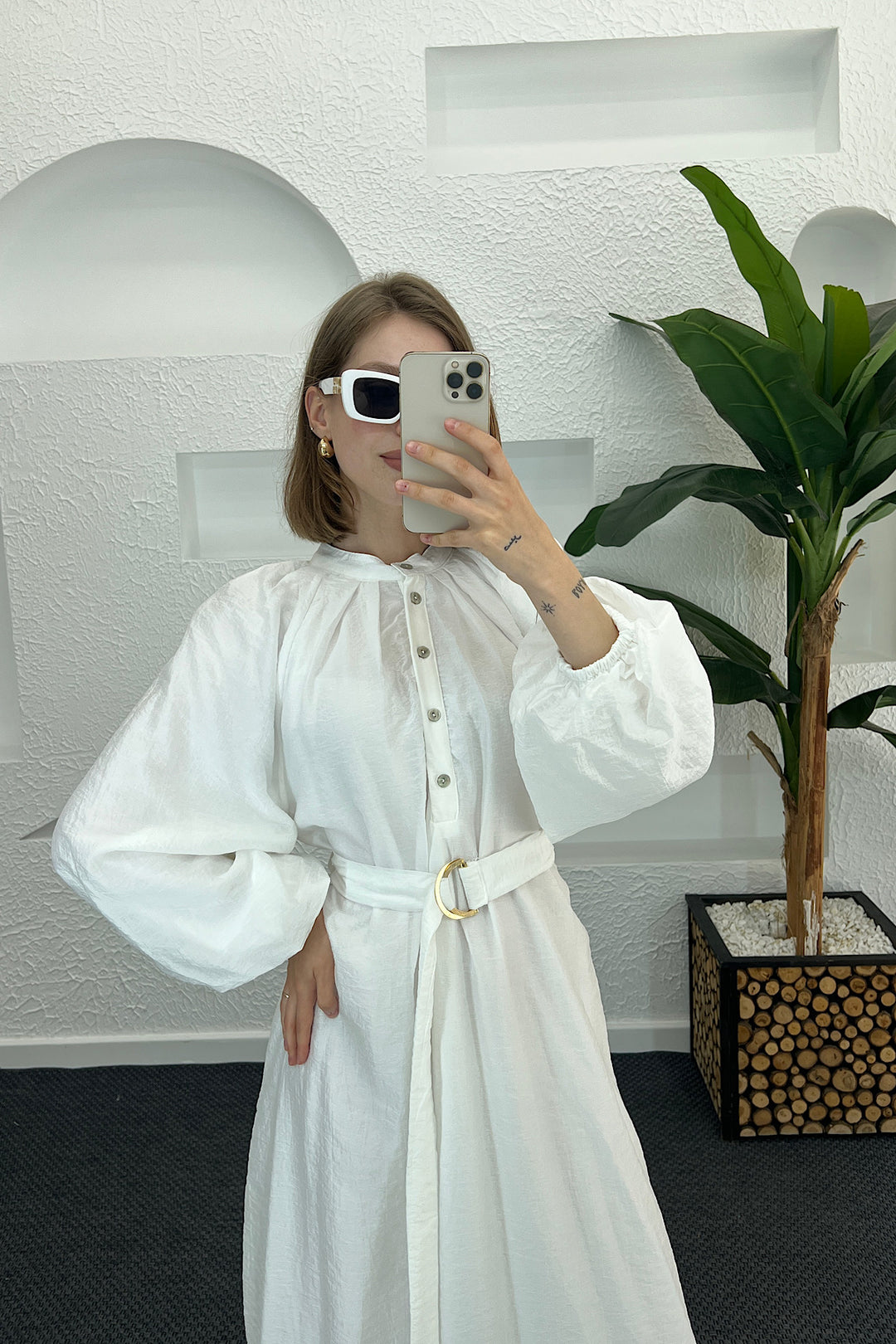 Yaz Gülü Elbise Beyaz 9016-BEYAZ