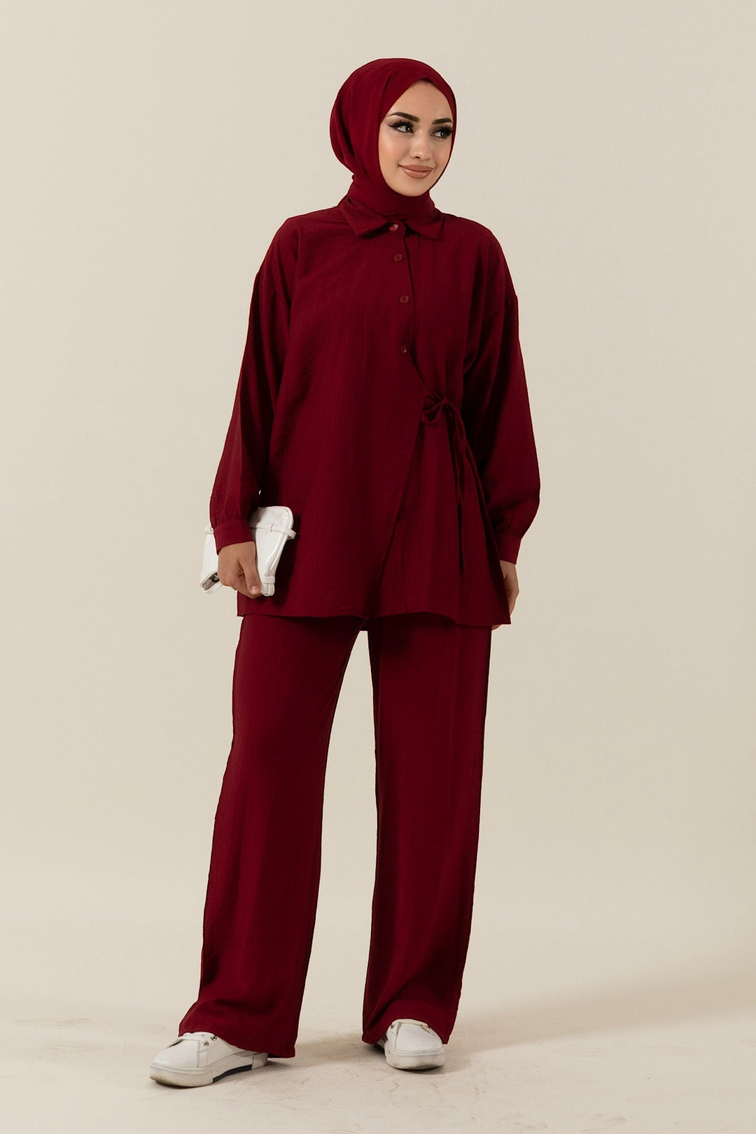 Tuana Yandan Bağlamalı Takım Bordo 3130-BORDO