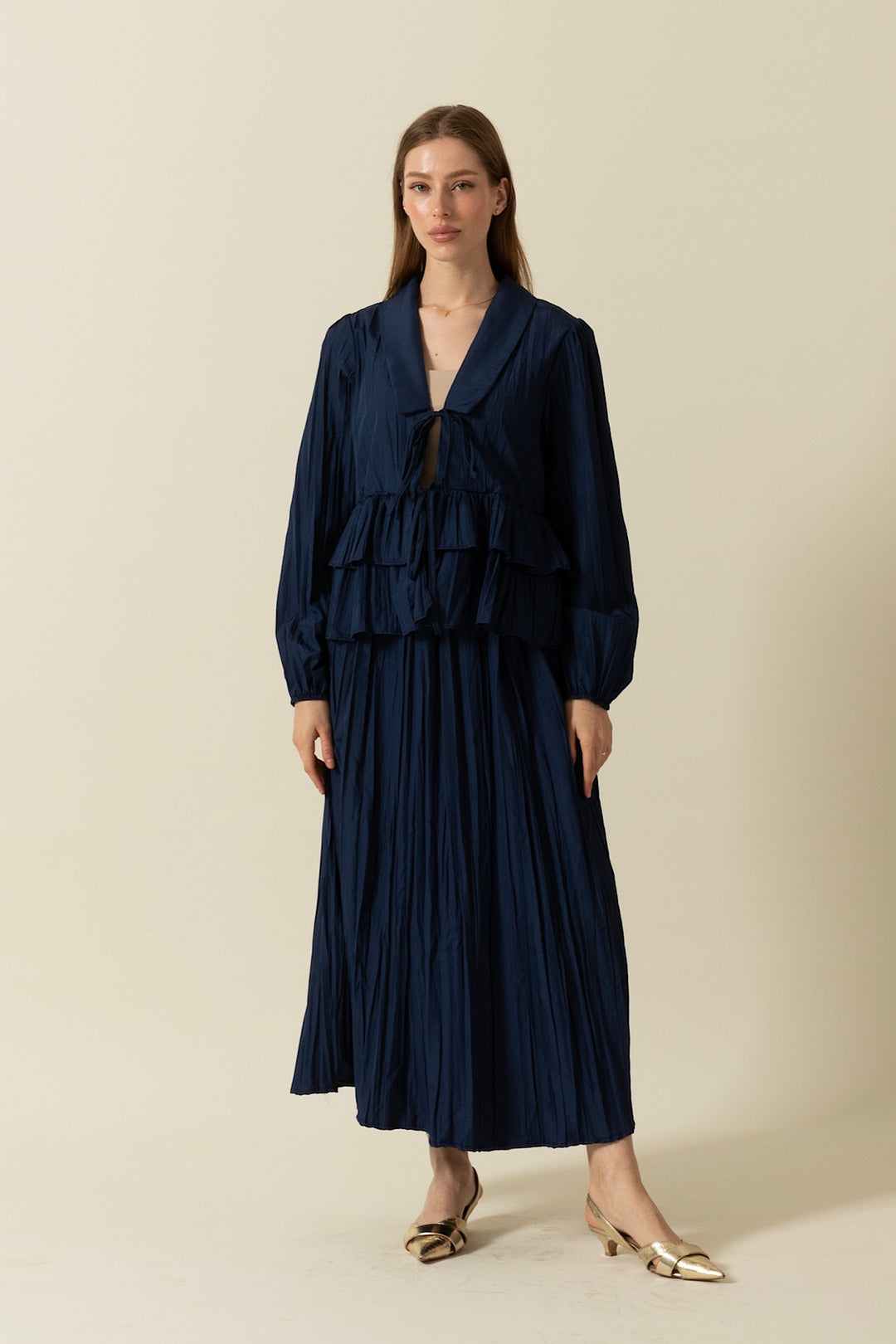 Piliseli Etek Takım Lacivert 2112-LACIVERT